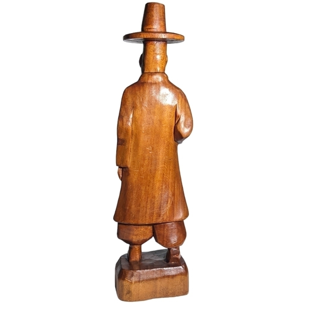 Oriental Hand Carved Wood Vintage Incense Holder Old Man Fashioned Hat Retro - Picture 2 of 9